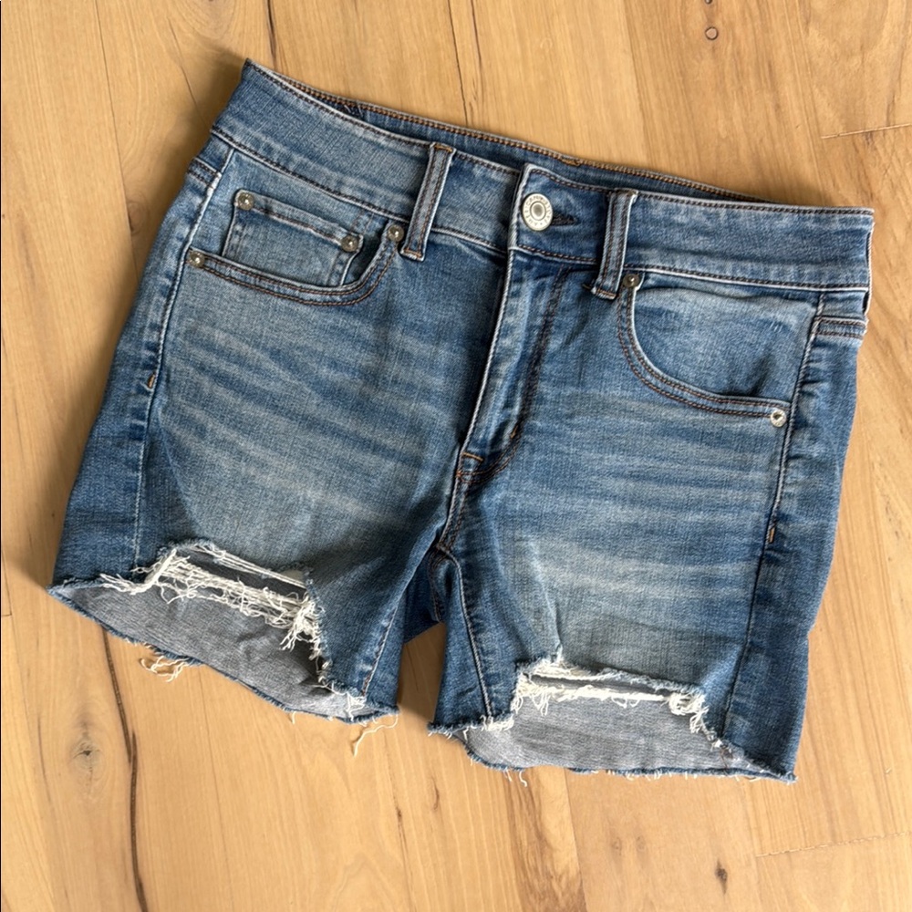 American Eagle Outfitters Midi Denim Distressed Women Shorts